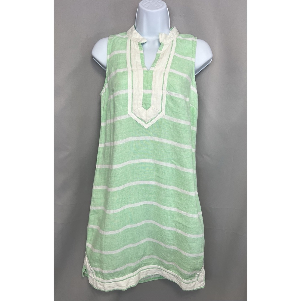 Crown & Ivy‎ Mint Green/White Stripe Sleeveless Kurta Linen Dress Sz 2